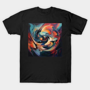 Minimalistic Geometric Patterns in an Abstract Oil Painting T-Shirt